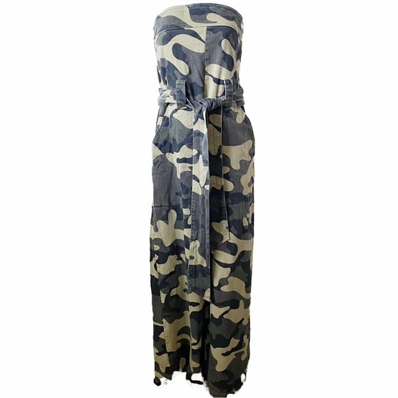 Hot & Delicious Pants - Hot & Delicious, Strapless Wide leg Camouflage Jump Suit Streetwear Urban Chic